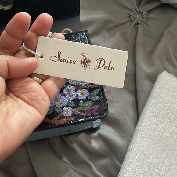 Swiss Polo bag in blue with hand painted - Picture 3 of 6